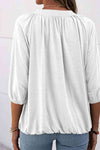 Gathered Detail Round Neck T-Shirt Women's T-Shirts - Tophatter Daily Deals