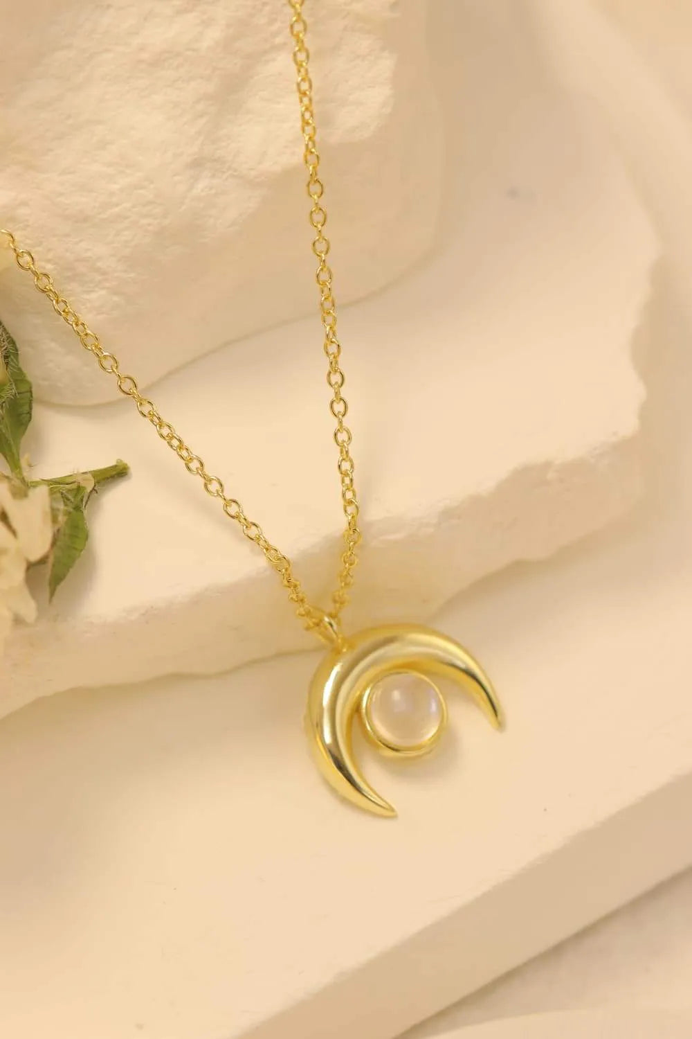 High Quality Natural Moonstone Moon Pendant 925 Sterling Silver Necklace Moonstone - Tophatter Daily Deals