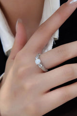 Opal 925 Sterling Silver Platinum-Plated Ring Opal - Tophatter Daily Deals