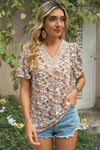 Floral V-Neck Short Sleeve T-Shirt Women's T-Shirts - Tophatter Daily Deals