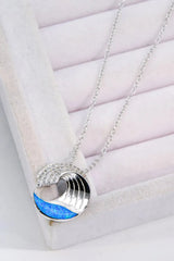 Opal and Zircon Wave Pendant Necklace Opal - Tophatter Daily Deals