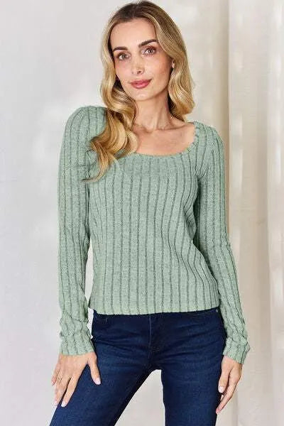 Basic Bae Full Size Ribbed Long Sleeve T-Shirt Women's T-Shirts - Tophatter Daily Deals