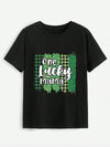 ONE LUCKY MAMA Round Neck T-Shirt Black Women's T-Shirts - Tophatter Daily Deals