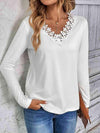 Lace Trim V-Neck T-Shirt Women's T-Shirts - Tophatter Daily Deals