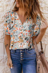 Floral Tie Neck Shoulder Detail Blouse Blouses - Tophatter Daily Deals