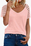 V-Neck Raglan Sleeve Tee Peach Women's T-Shirts - Tophatter Daily Deals