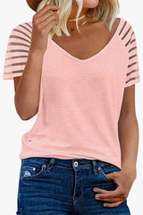 V-Neck Raglan Sleeve Tee Peach Women's T-Shirts - Tophatter Daily Deals