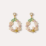 Wreath Shape Zircon Gold-Plated Earrings Gold One Size Earrings - Tophatter Daily Deals