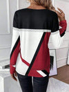 Contrast Round Neck Long Sleeve T-Shirt Women's T-Shirts - Tophatter Daily Deals