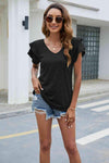 V-Neck Flutter Sleeve T-Shirt Women's T-Shirts - Tophatter Daily Deals