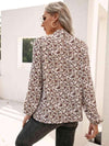 Floral Print Long Sleeve Mock Neck Blouse Blouses - Tophatter Daily Deals