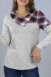 Asymmetrical Plaid Print Long Sleeve Tee Women's T-Shirts - Tophatter Daily Deals