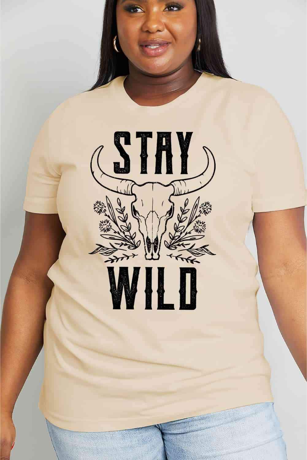 Simply Love Simply Love Full Size STAY WILD Graphic Cotton Tee - Tophatter Daily Deals