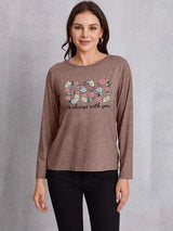 GOD IS ALWAYS WITH YOU Round Neck T-Shirt Mocha Women's T-Shirts - Tophatter Daily Deals