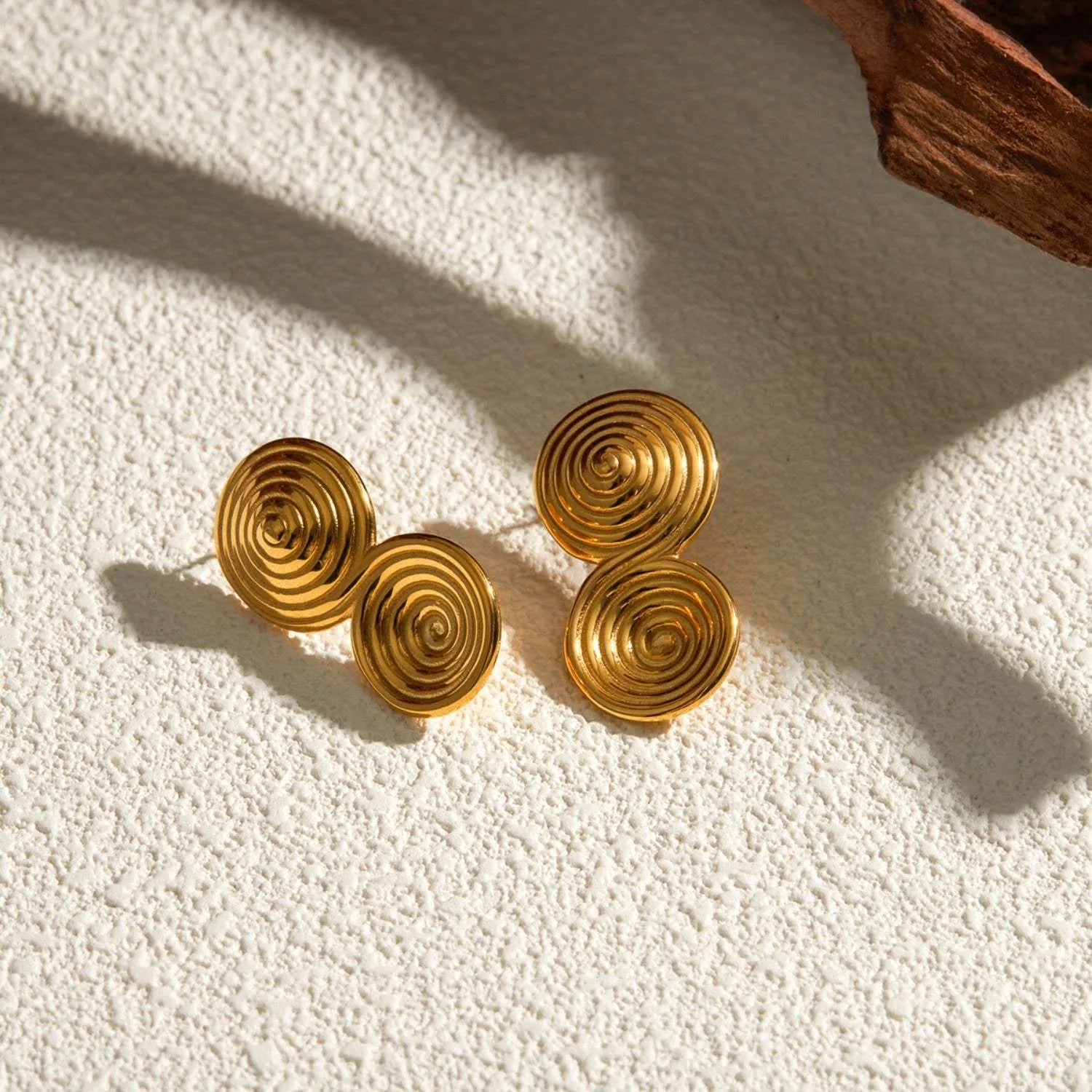 18K Gold-Plated Stainless Steel Earrings Gold One Size Earrings - Tophatter Daily Deals