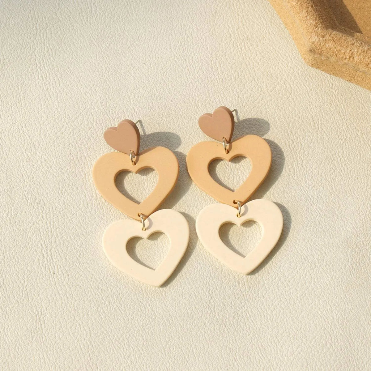 Cutout Heart Acrylic Dangle Earrings Pastel Yellow One Size Earrings - Tophatter Daily Deals