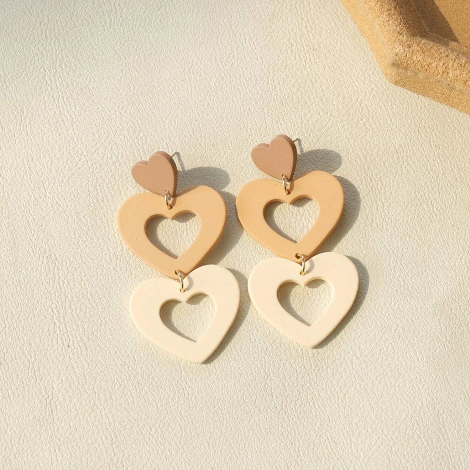 Cutout Heart Acrylic Dangle Earrings Pastel Yellow One Size Earrings - Tophatter Daily Deals