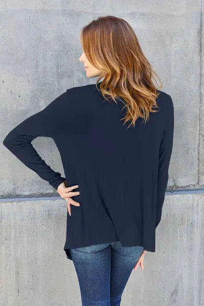 Basic Bae Full Size Open Front Long Sleeve Cardigan Blouses - Tophatter Daily Deals
