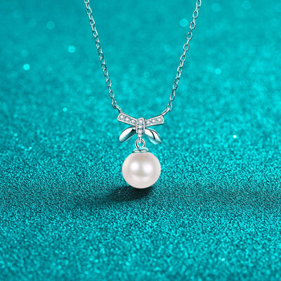 Natural Pearl Pendant Moissanite 925 Sterling Silver Necklace Moissanite - Tophatter Daily Deals