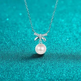 Natural Pearl Pendant Moissanite 925 Sterling Silver Necklace Moissanite - Tophatter Daily Deals