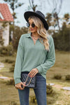 Collared Neck Cable-Knit Long Sleeve Blouse Blouses - Tophatter Daily Deals