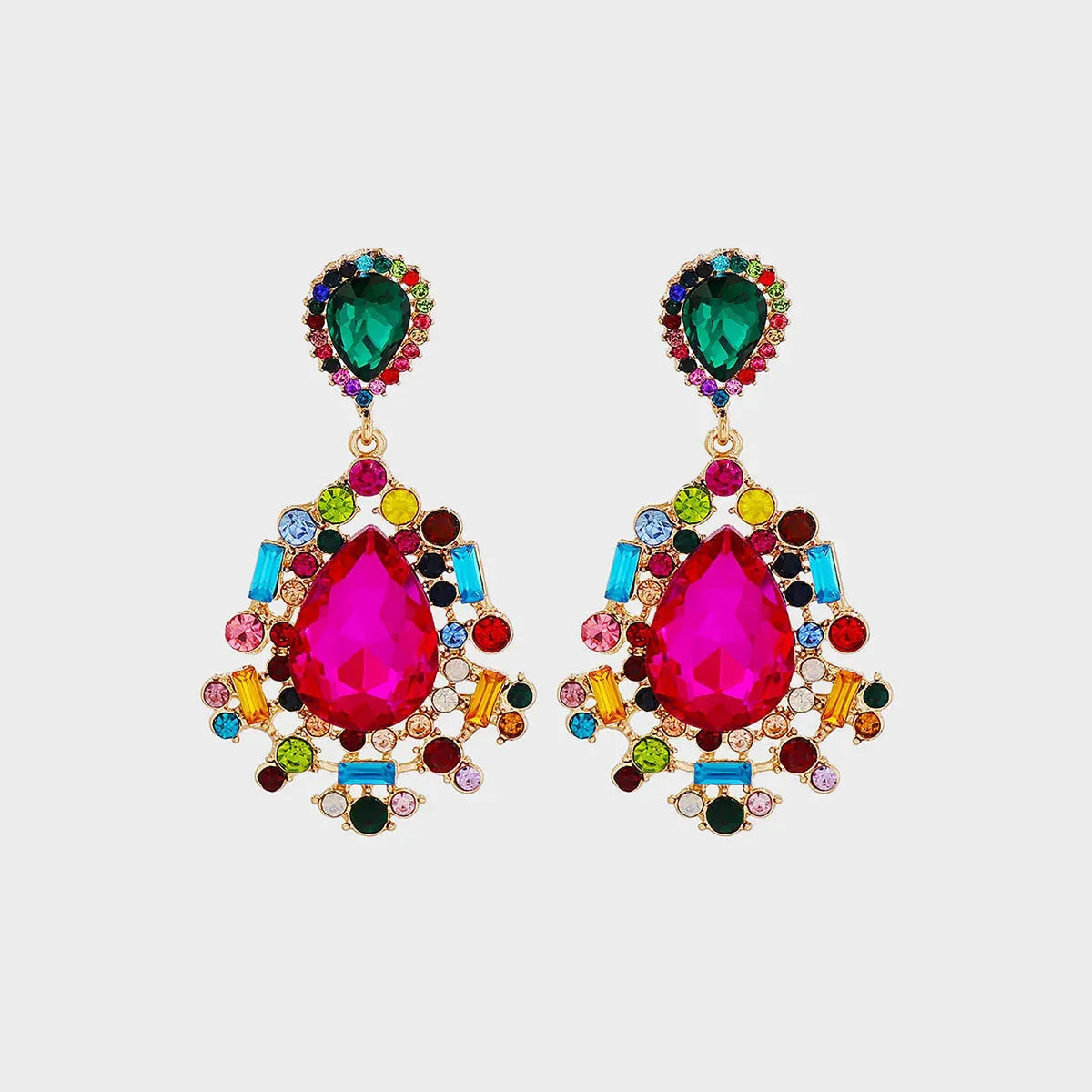 Teardrop Shape Rhinestone Alloy Dangle Earrings Deep Rose One Size Earrings - Tophatter Daily Deals