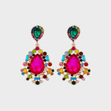 Teardrop Shape Rhinestone Alloy Dangle Earrings Deep Rose One Size Earrings - Tophatter Daily Deals