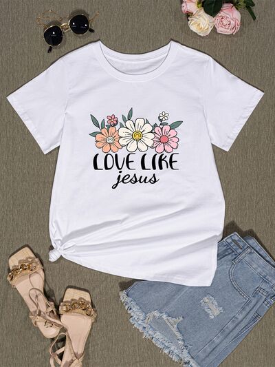 LOVE LIKE JESUS Round Neck T-Shirt White Women's T-Shirts - Tophatter Daily Deals