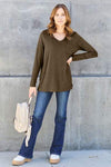 Basic Bae Full Size V-Neck Long Sleeve Top Blouses - Tophatter Daily Deals