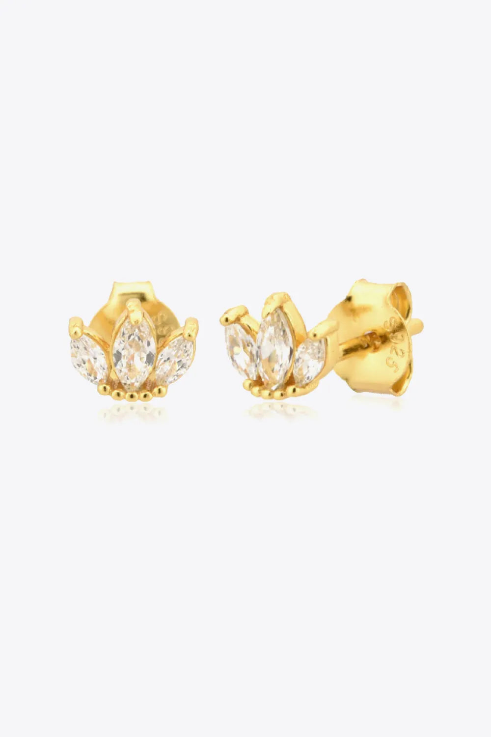 925 Sterling Silver Zircon Decor Stud Earrings Gold White One Size Earrings - Tophatter Daily Deals