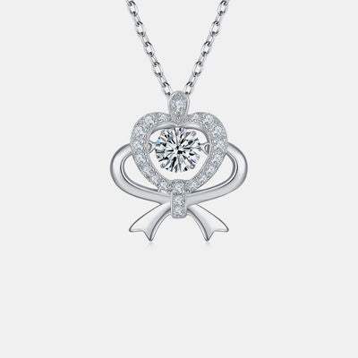 Moissanite 925 Sterling Silver Bow & Heart Necklace Moissanite - Tophatter Daily Deals