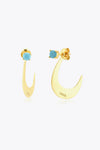 Zircon 925 Sterling Silver Earrings Gold Blue One Size Earrings - Tophatter Daily Deals