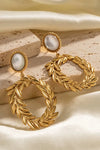 Stainless Steel Leaf-Shaped Drop Earrings Earrings - Tophatter Daily Deals
