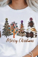 Christmas Tree Graphic Short Sleeve T-Shirt Women's T-Shirts - Tophatter Daily Deals