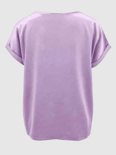 Round Neck Short Sleeve T-Shirt Women's T-Shirts - Tophatter Daily Deals