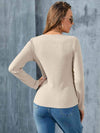 Buttoned Round Neck Long Sleeve T-Shirt Women's T-Shirts - Tophatter Daily Deals