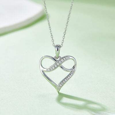 Moissanite 925 Sterling Silver Heart Necklace Silver One Size Moissanite - Tophatter Daily Deals