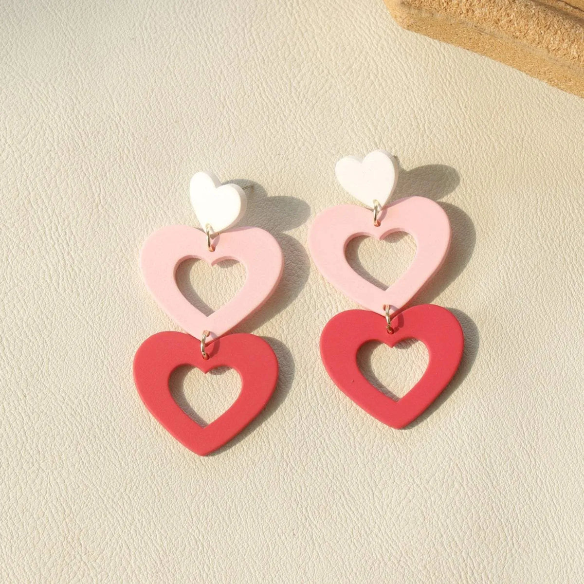 Cutout Heart Acrylic Dangle Earrings Blush Pink One Size Earrings - Tophatter Daily Deals