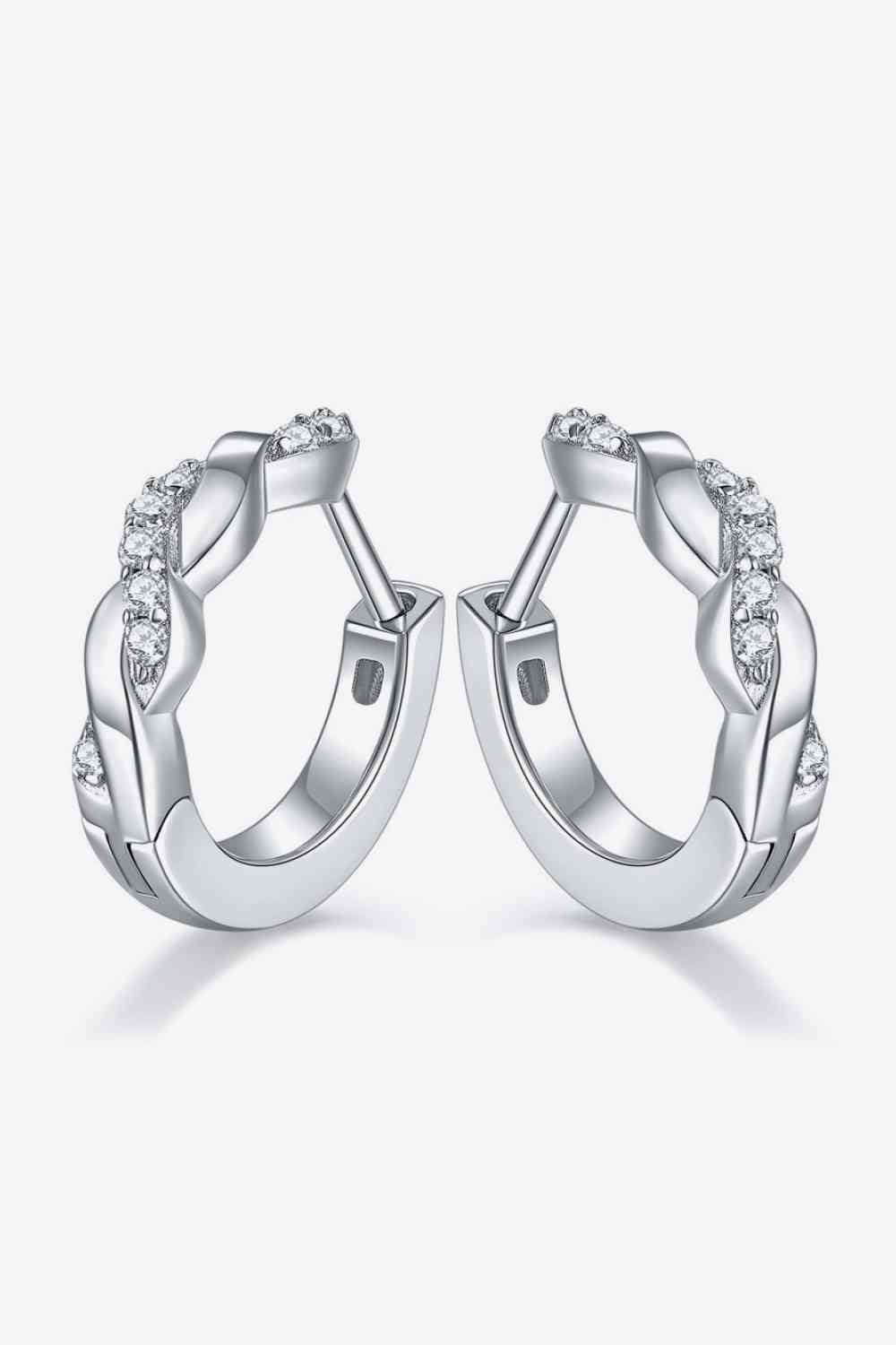 Moissanite Twisted Platinum-Plated Earrings - Tophatter Deals