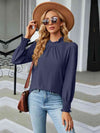 Round Neck Flounce Sleeve Blouse - Tophatter Deals