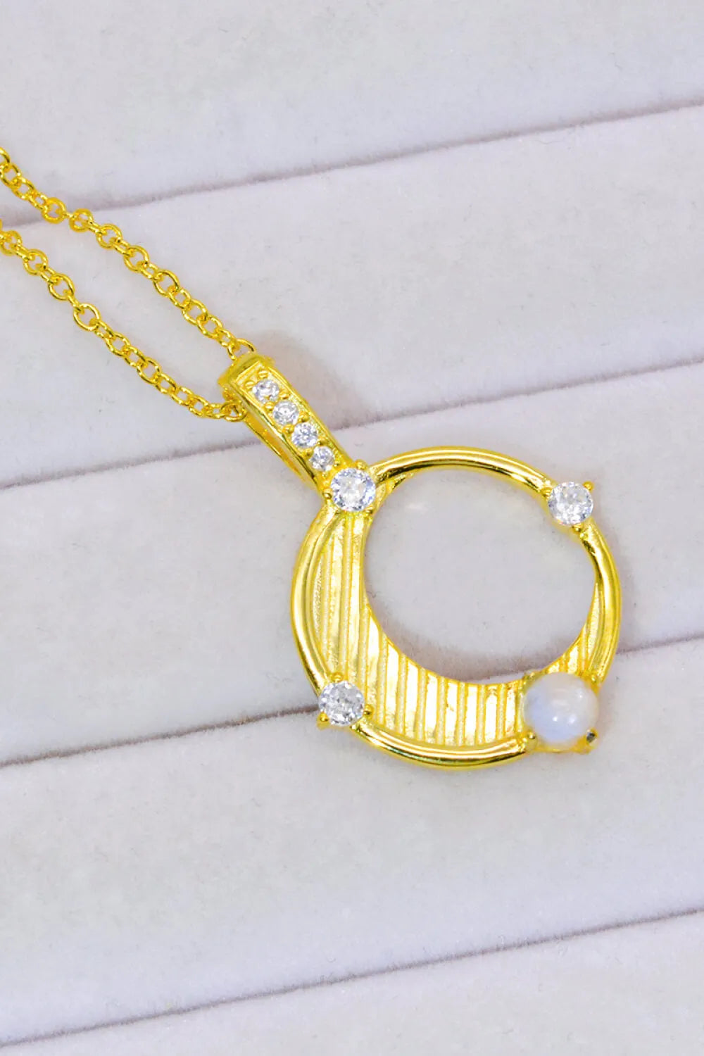 Inlaid Zircon and Natural Moonstone Pendant Necklace Moonstone - Tophatter Daily Deals