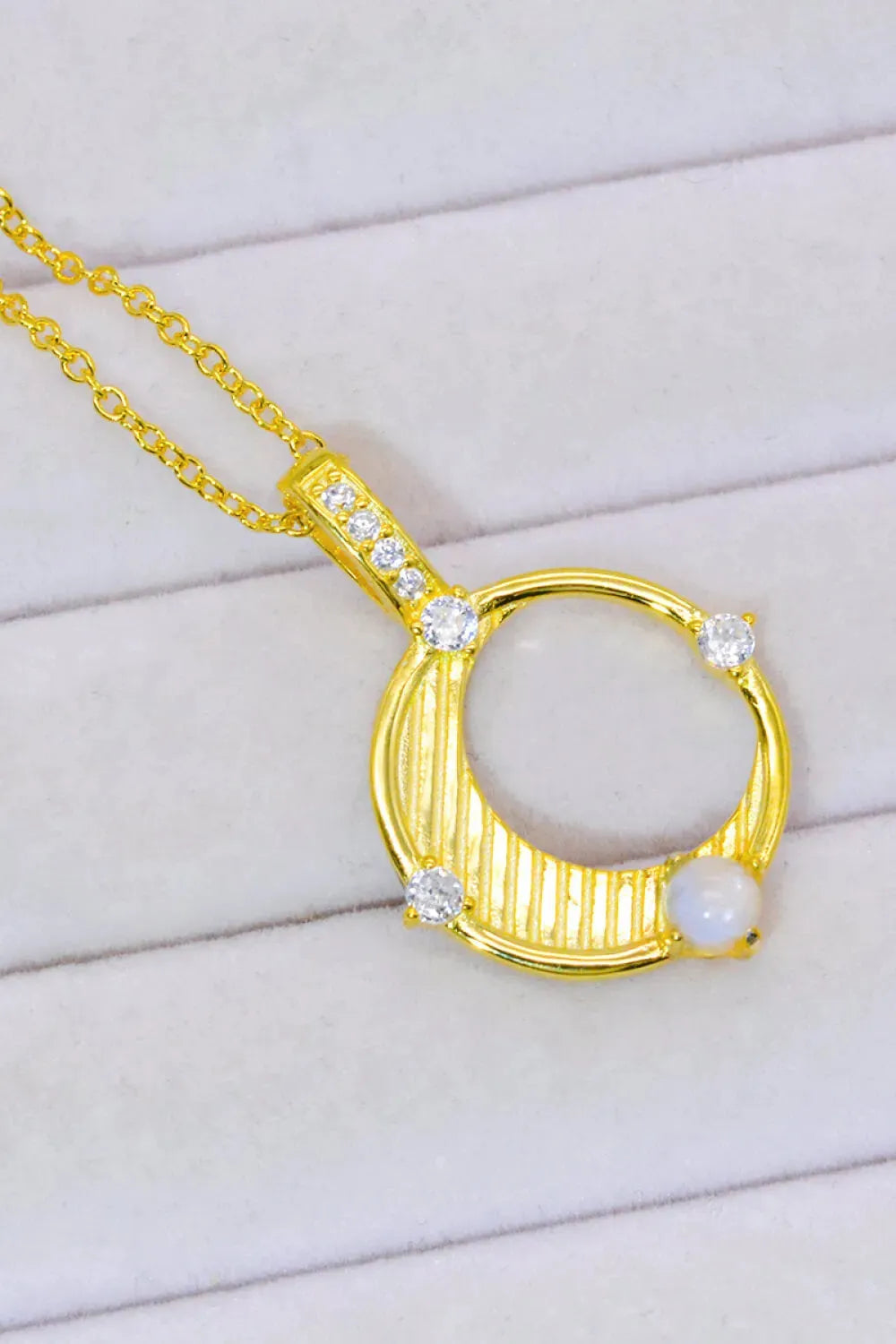 Inlaid Zircon and Natural Moonstone Pendant Necklace Moonstone - Tophatter Daily Deals