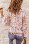 Floral Balloon Sleeve Notched Neck Blouse Blouses - Tophatter Daily Deals