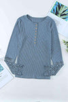 Crochet Lace Hem Sleeve Button Top Blue Blouses - Tophatter Daily Deals