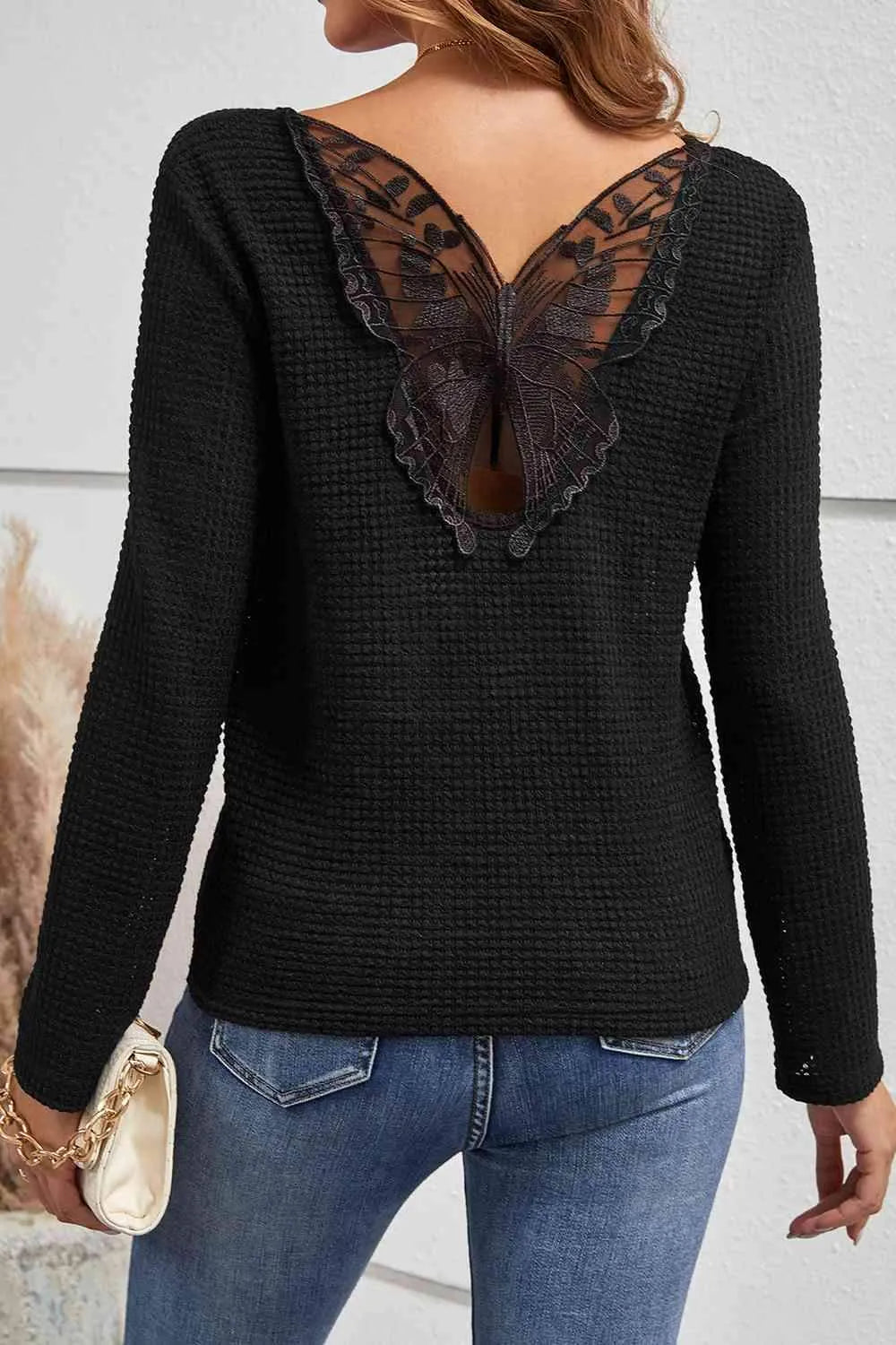 Lace Detail V-Neck Twisted Blouse Blouses - Tophatter Daily Deals