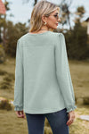 Eyelet Round Neck Flounce Sleeve T-Shirt Women's T-Shirts - Tophatter Daily Deals