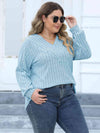 Plus Size Ribbed V-Neck Long Sleeve Top Women's T-Shirts - Tophatter Daily Deals