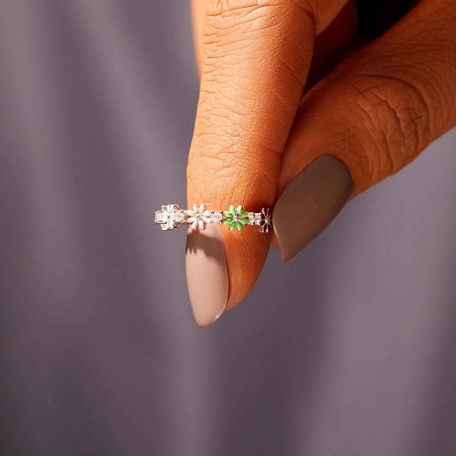 Flower Shape 925 Sterling Silver Zircon Ring Rings - Tophatter Daily Deals