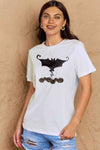 Simply Love Full Size Bat & Pumpkin Graphic Cotton T-Shirt Bleach Women's T-Shirts - Tophatter Daily Deals