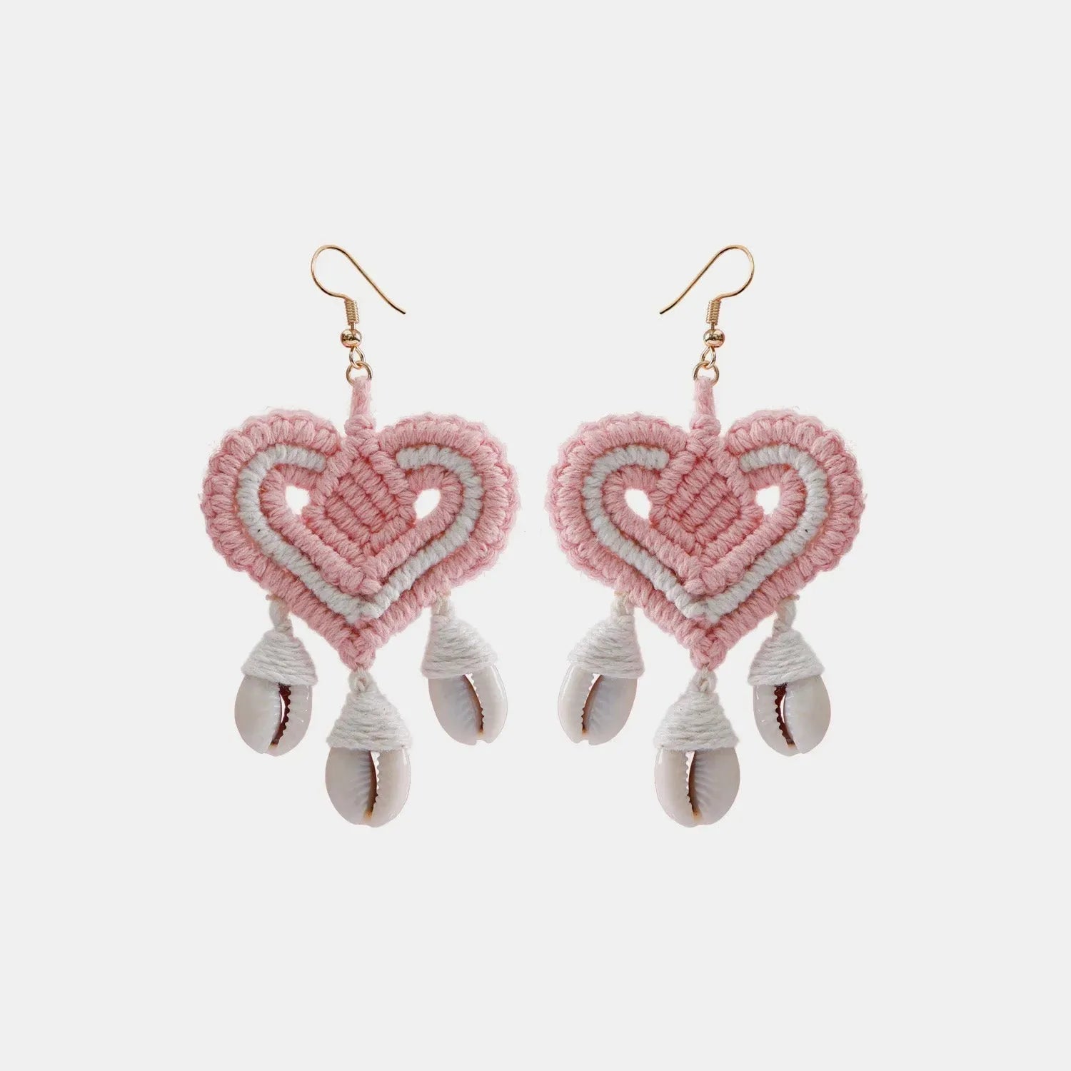 Cotton Thread Shell Heart Dangle Earrings Earrings - Tophatter Daily Deals